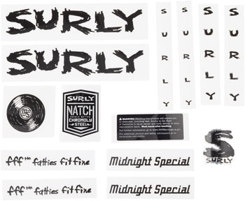 Surly Midnight Special Frame Decal Set - Black, with Record