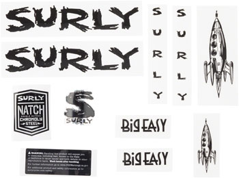 Surly Big Easy Frame Decal Set - Black, with Rocket
