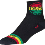SockGuy Classic Rasta Ride Socks - 3", Black/Rasta, Small/Medium
