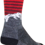 SockGuy Summit Wool Socks - 6", Gray/Red/White, Small/Medium