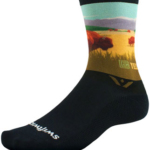 Swiftwick Vision Impression National Park Crew Socks - 6", YellowstAnkle Bison, Large