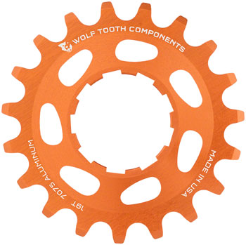 Wolf Tooth Single Speed Aluminum Cog - 19t, Compatible with 3/32" Chains, Orange