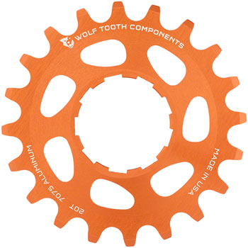 Wolf Tooth Single Speed Aluminum Cog - 20t, Compatible with 3/32" Chains, Orange