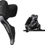 Shimano GRX ST-RX825 Di2 Shift/Brake Lever with BR-RX820 Hydraulic Disc Brake Caliper - Left/Front, 2x, Flat Mount Caliper, Black