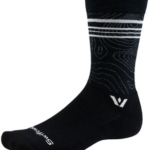 Swiftwick Pursuit Crew Socks - 6", Topographic Black, Medium