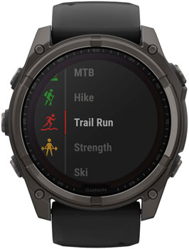 Garmin fenix 8 Smartwatch - 51mm, Solar, Sapphire, Carbon Gray DLC Titanium with Black/Pebble Gray Silicone Garmin fenix 8 Smartwatch - 51mm, Solar, Sapphire, Carbon Gray DLC Titanium with Black/Pebble Gray Silicone