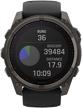 Garmin fenix 8 Smartwatch - 51mm, Solar, Sapphire, Carbon Gray DLC Titanium with Black/Pebble Gray Silicone Garmin fenix 8 Smartwatch - 51mm, Solar, Sapphire, Carbon Gray DLC Titanium with Black/Pebble Gray Silicone