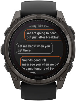 Garmin fenix 8 Smartwatch - 51mm, Solar, Sapphire, Carbon Gray DLC Titanium with Black/Pebble Gray Silicone Garmin fenix 8 Smartwatch - 51mm, Solar, Sapphire, Carbon Gray DLC Titanium with Black/Pebble Gray Silicone