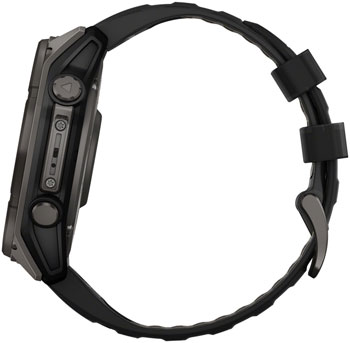 Garmin fenix 8 Smartwatch - 51mm, Solar, Sapphire, Carbon Gray DLC Titanium with Black/Pebble Gray Silicone Garmin fenix 8 Smartwatch - 51mm, Solar, Sapphire, Carbon Gray DLC Titanium with Black/Pebble Gray Silicone