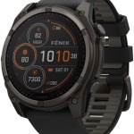 Garmin fenix 8 Smartwatch – 51mm, Solar, Sapphire, Carbon Gray DLC Titanium with Black/Pebble Gray Silicone
