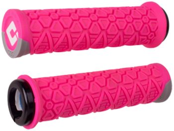 ODI Vanquish Grips - Pink/Gray, Lock-On