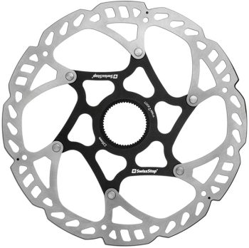 SwissStop Catalyst Pro Disc Rotor - 220mm, CenterLock, Silver/Black