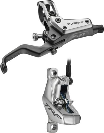 TRP EVO Pro HD-M9040 Disc Brake and Lever - Right/Front or Rear, 1900mm Hose, Post Mount, 4-Piston, Gray