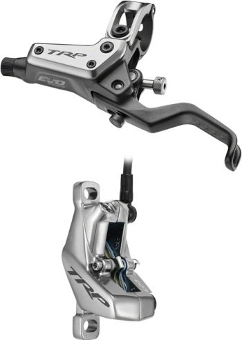 TRP EVO Pro HD-M9040 Disc Brake and Lever - Left/Front or Rear, 1900mm Hose, Post Mount, 4-Piston, Gray
