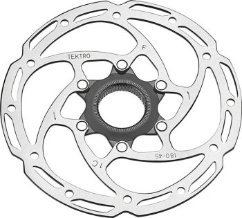 Tektro TR-45 Disc Brake Rotor - 180mm, Center-Lock, 2.3mm Thickness, Silver
