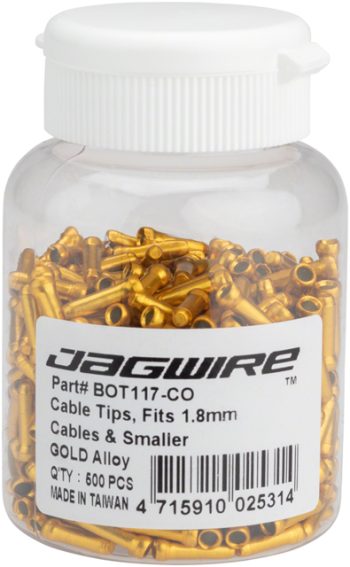 Jagwire 1.8mm Cable End Crimps Gold Bottle/500