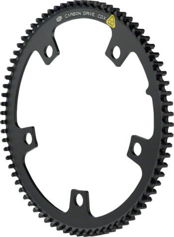 Gates Carbon Drive CDX CenterTrack Front Belt Drive Ring - 74t, 5-Bolt, 130mm BCD, Black, For Tandems